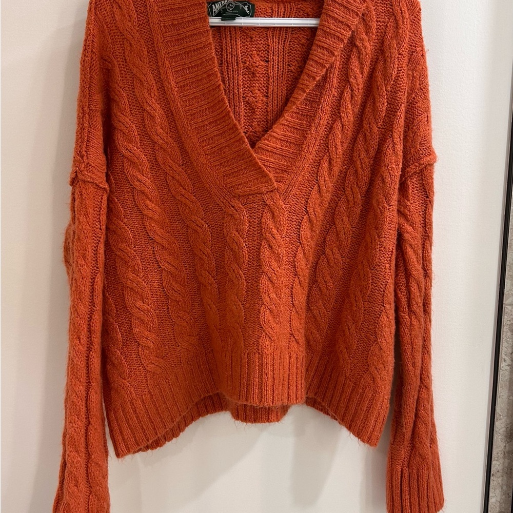 American Eagle Outfitters V-Neck Sweater - Rust
